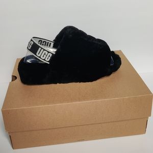 Black Fur Ugg Slides + FREE GIFT WRAP